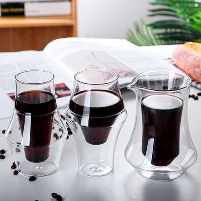 Sustainable Double Wall Clear Glass Perfect Hand Drip Coffee Dripper Set for Office Cups
