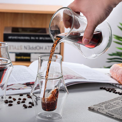 Sustainable Double Wall Clear Glass Perfect Hand Drip Coffee Dripper Set for Office Cups