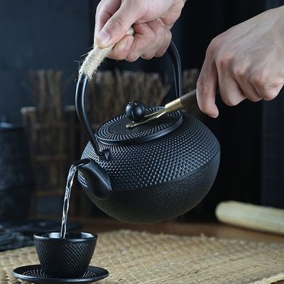 Japanese Cast Iron Tea Coffee Kettle Pot Set Perfect for Home Travel Black Accessories