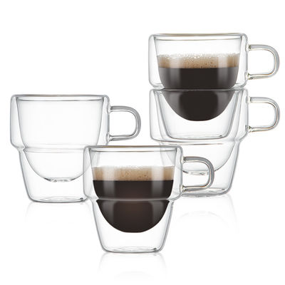 Classic Design 150ml Double-Walled Clear Glass Coffee Mugs for Hot and Iced Beverages