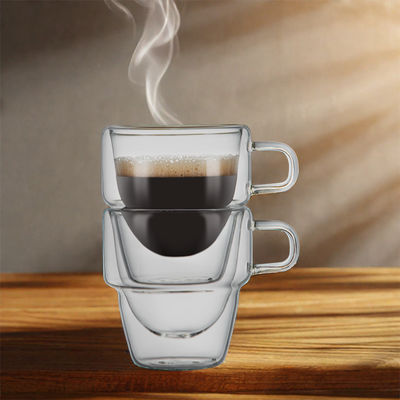 Classic Design 150ml Double-Walled Clear Glass Coffee Mugs for Hot and Iced Beverages