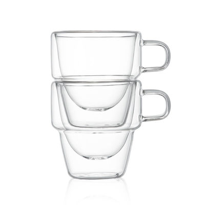 Classic Design 150ml Double-Walled Clear Glass Coffee Mugs for Hot and Iced Beverages