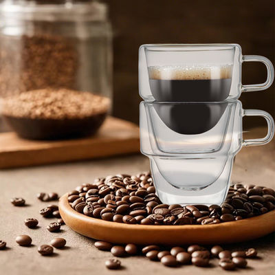 Classic Design 150ml Double-Walled Clear Glass Coffee Mugs for Hot and Iced Beverages