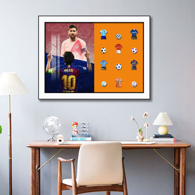 Messi Star Football 3D Modern Style Hanging Painting with Building Blocks Still Life Pattern Electric Format