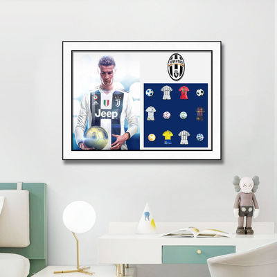 Messi Star Football 3D Modern Style Hanging Painting with Building Blocks Still Life Pattern Electric Format