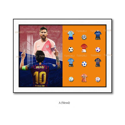 Messi Star Football 3D Modern Style Hanging Painting with Building Blocks Still Life Pattern Electric Format