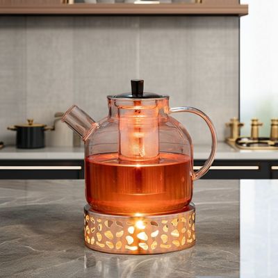 Modern Clear Glass Kettle Tea Cup Set with 1500ml Capacity and Stainless Steel Infuser
