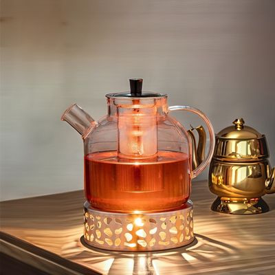 Modern Clear Glass Kettle Tea Cup Set with 1500ml Capacity and Stainless Steel Infuser