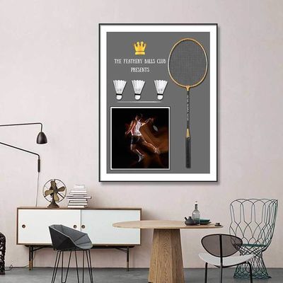 High Resolution Printing Modern Badminton Gymnasium Mural for Sports Venue Decoration