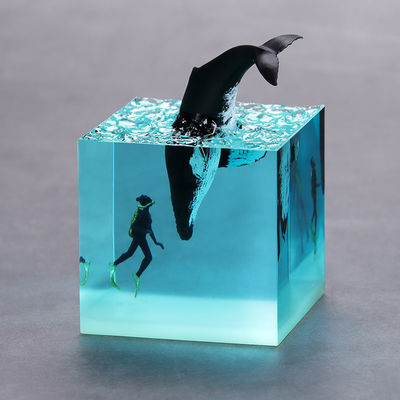 Atmosphere Night Light Bamboo and Epoxy Resin LED Ocean Night Lamp in Customized Size