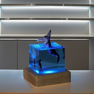 Atmosphere Night Light Bamboo and Epoxy Resin LED Ocean Night Lamp in Customized Size