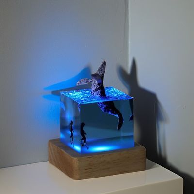 Atmosphere Night Light Bamboo and Epoxy Resin LED Ocean Night Lamp in Customized Size