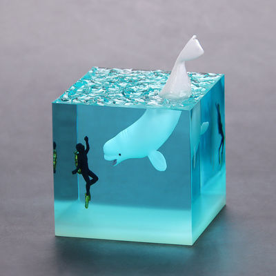 Atmosphere Night Light Bamboo and Epoxy Resin LED Ocean Night Lamp in Customized Size