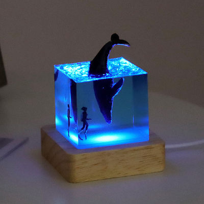 Atmosphere Night Light Bamboo and Epoxy Resin LED Ocean Night Lamp in Customized Size