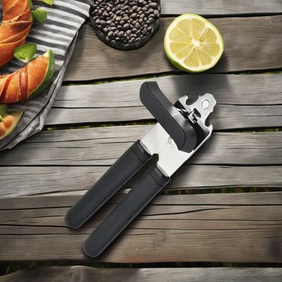 Stainless Steel Compact Can Opener with Multifunction Bottle Opener and Plastic Handle