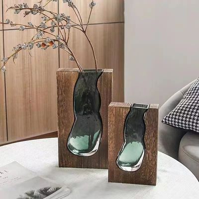 Custom Tall Cylinder Glass Vase with Contemporary Design Style and Customized Color