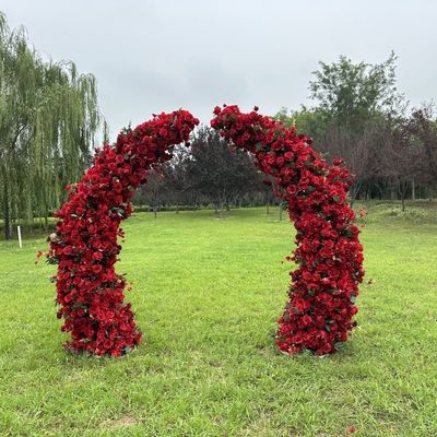 Customized Size Artificial Flower Heart-Shaped Arch Backdrop for Christmas Graduation
