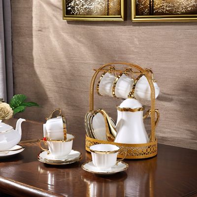 Porcelain Teapot and Cup Saucer Set Europe Design for a Luxurious Coffee Tea Experience