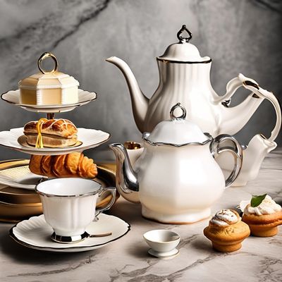 Porcelain Teapot and Cup Saucer Set Europe Design for a Luxurious Coffee Tea Experience