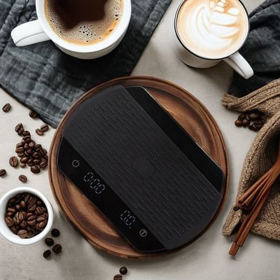 Round LCD Display Kitchen Scale for Accurate Coffee Measurements and Food Code Tracking