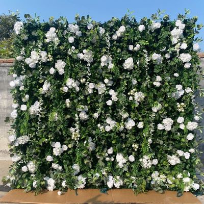Add Elegance to Your Events with 8ft 3D Cloth Flower Wall and Artificial Green Plants