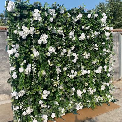 Add Elegance to Your Events with 8ft 3D Cloth Flower Wall and Artificial Green Plants