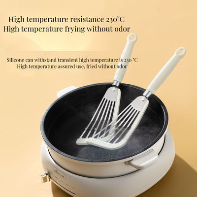 Nonstick Pans Stir-Frying Silicone Fish Ham Turner Slotted Spatula with Plastic Handle