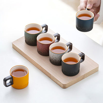 Drinkware Type Cups Saucers Japanese Delicate Ceramic Small Cup Set with Wooden Handle 500ml Capacity
