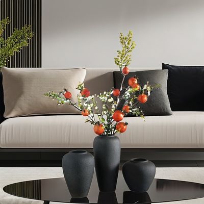 Modern Nordic Home Decor Ceramic Vase Set with Pampas Grass and Natural Dried Flowers