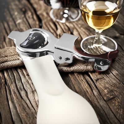 Multifunctional Stainless Steel Bottle Stopper with Metal Handle Customizable Logo