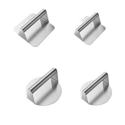 Non-Stick Surface Burger Press Square Stainless Steel Grilling Tool with Fabric Apron