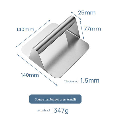 Non-Stick Surface Burger Press Square Stainless Steel Grilling Tool with Fabric Apron