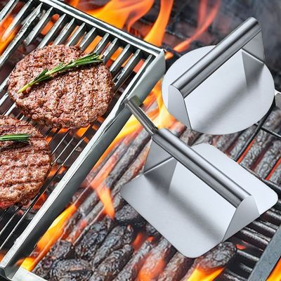 Square Stainless Steel Burger Press Non-Stick Fabric Smasher for Bbq Accessories Tool Set