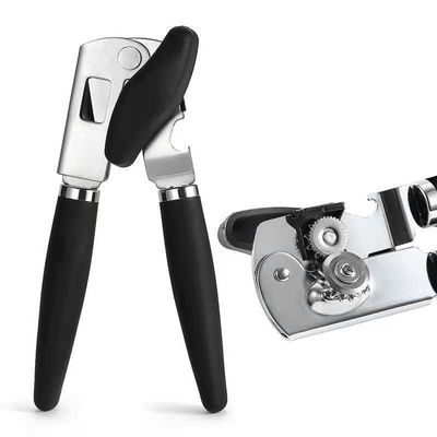 Custom Multifunctional Stainless Steel Can Opener with Smooth Edge and Wooden Handle
