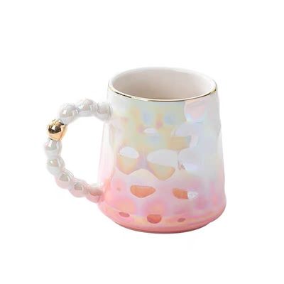 Modern Luxury Pink Ceramic Tea Cup Set with Shell Design and Saucer for Afternoon Tea