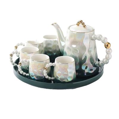 Modern Style Bamboo Material Pink Shell-Shaped Ceramic Coffee Cup and Saucer Set for Afternoon Tea