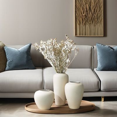 Home Hotel Restaurant Decorative Accent Modern Chinese Ceramic Vase with Gold Plating