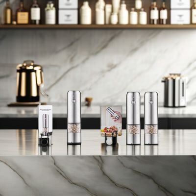 Salt Pepper Mills with Ceramic Burr Core Stainless Steel Mini Electric Grinder Set ' Needs
