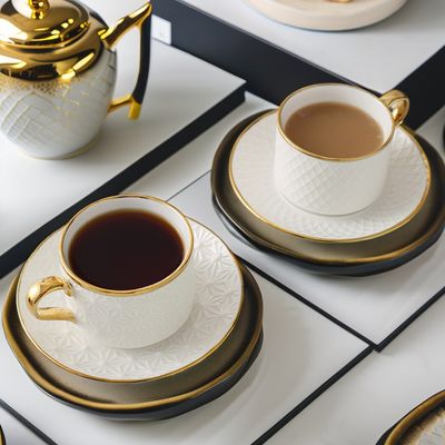 Modern White Ceramic Cups and Saucers Nordic Elegant Bone Cup Set for Water Mugs