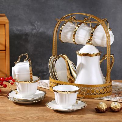 Vintage Porcelain Teapot and Saucer Set in Elegant Europe Design for Home
