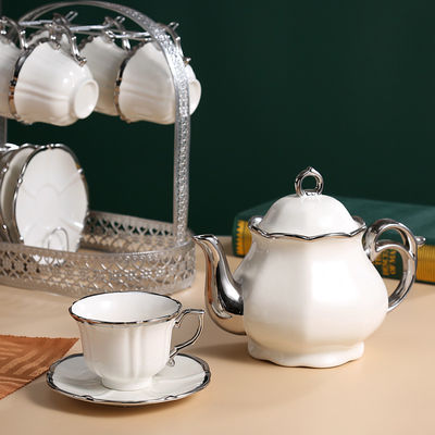 Vintage Porcelain Teapot and Saucer Set in Elegant Europe Design for Home