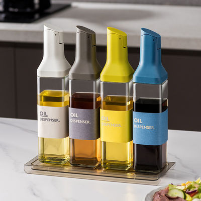 Modern Design Glass Oil Jug with Seasoning Jar Leak-Proof Soy Sauce and Vinegar Dispenser
