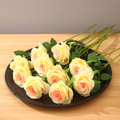 30cm Custom Red White Artificial Single Velvet Roses for Real Touch Events Decoration