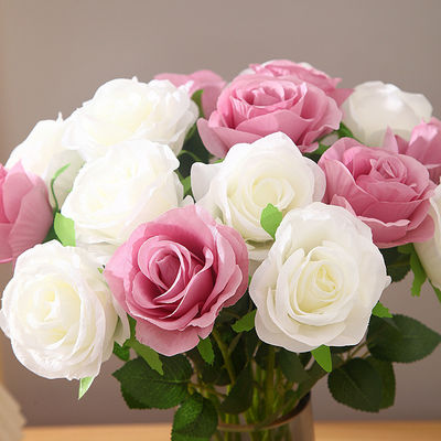 30cm Custom Red White Artificial Single Velvet Roses for Real Touch Events Decoration
