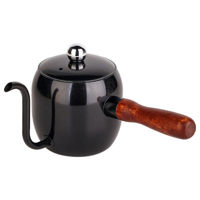 Long Mouth 304 Stainless Steel Coffee Pot with 500ml Capacity and Wooden Handle