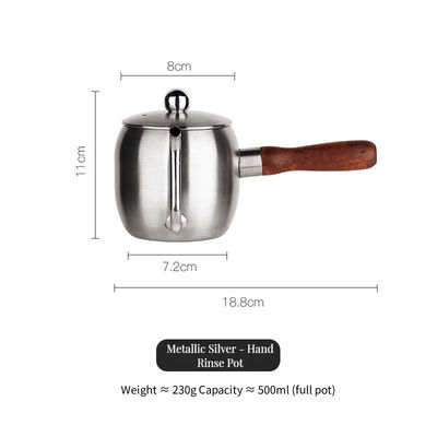 Long Mouth 304 Stainless Steel Coffee Pot with 500ml Capacity and Wooden Handle