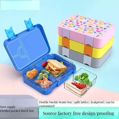 Plastic Dual-Tier Hinged Metal Tin Lunch Box Durable and Practical for Work or School