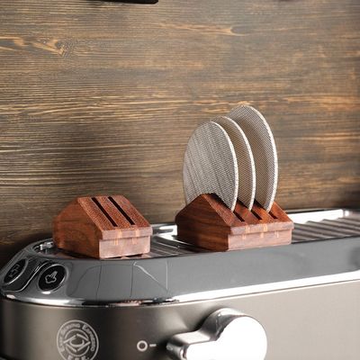 Wooden 58mm Walnut Silicone Steel Screen Tea Filter Holder for Home Includes Milk Frother Box Packaging