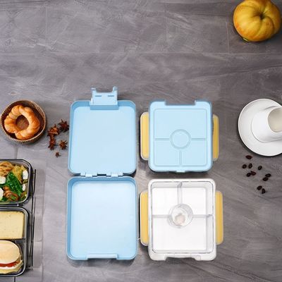 Convenient 1-3L Capacity Dual-Tier Plastic Bento Box for All Ages Leakproof and Microwave Safe