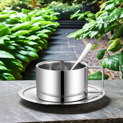 Coffee Tea Sets Exquisite 304 Stainless Steel Cup Set with Spoon Tray and Milk Mug